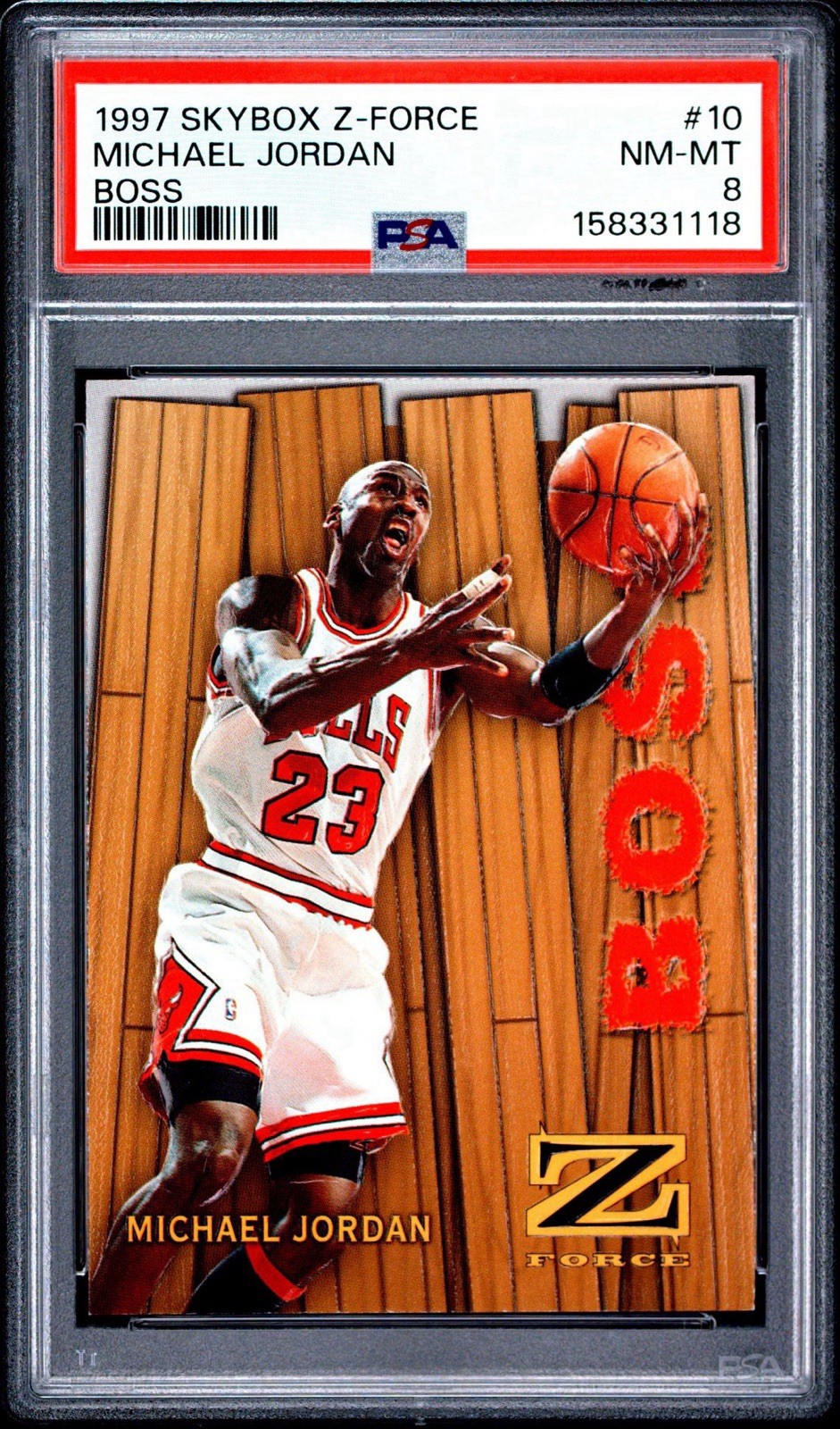 1997-98 Skybox Z-Force Michael Jordan Boss #10 Bulls PSA 8
