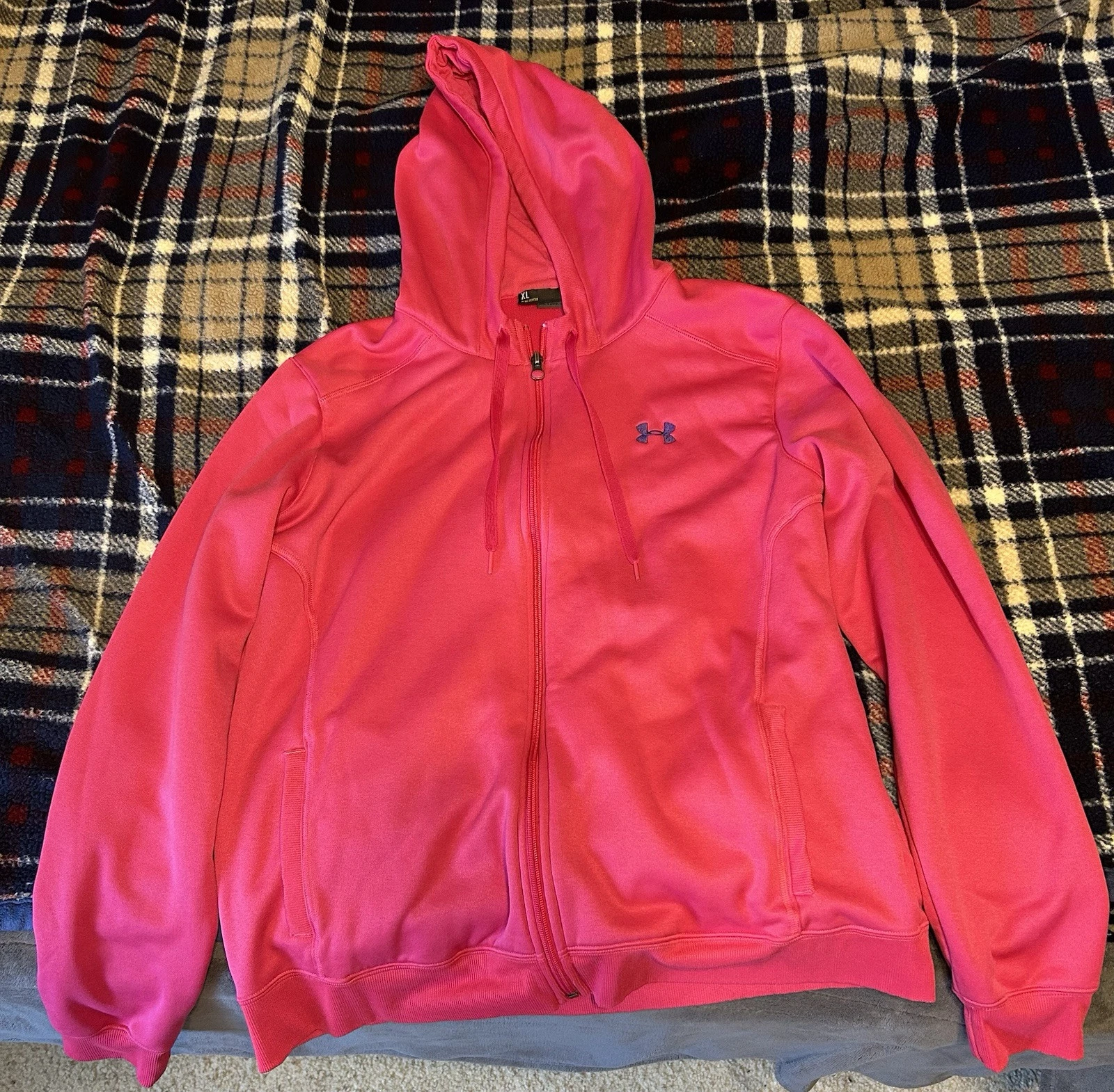 Under Armor Women’s Cold Gear Storm Zip Up Pink Hoodie Size XL