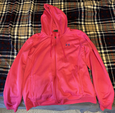 Under Armor Women s Cold Gear Storm Zip Up Pink Hoodie Size XL