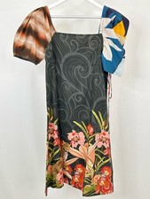 BLANK LONDON Anthropologie Size XS GRAY FLORAL Women Puff Sleeve Patchwork Dress