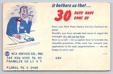 1953 RCA Victor TV Service Contract Reminder Postcard Gloucester NJ