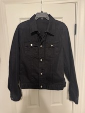 Prada Women's 2000  s Black 100 Cotton Denim Jacket Size 50 - Fits Like Medium