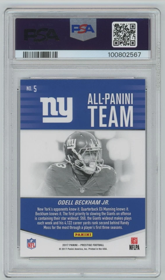 2017 Panini Prestige All-Panini Team Red XP Odell Beckham Jr. PSA 9 Giants #5 - Image 2 of 2