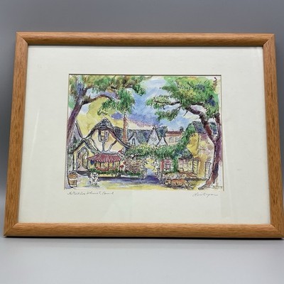 Signed Watercolor Print  By Lisa Bryan   The Tuck Box  Carmel By The Sea, Ca.