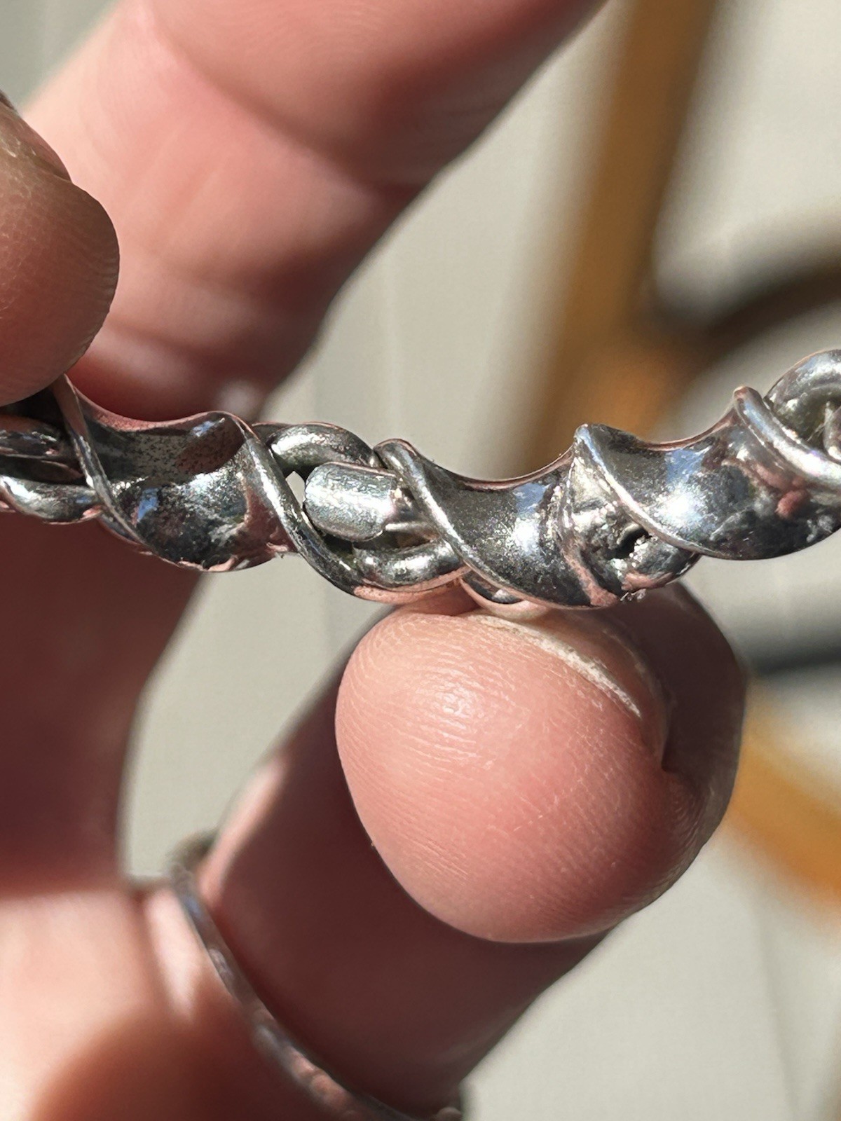 Vintage Boho Style Twisted Silver Bracelet Heavy Bracelet Handmade