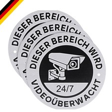 3 x Schild Video&uuml;berwachung Privatgrundst&uuml;ck,Rotundit&auml;t Achtung Video&uuml;berwacht