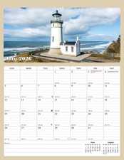 2026 - 2027 Calendar Magnetic Peel  Stick 18 Months 8.5" x 11" Lighthouses