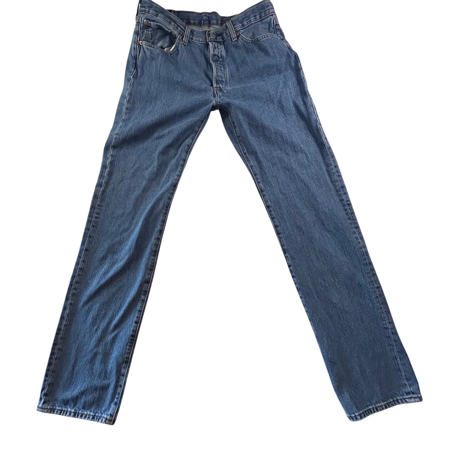 Levi's 501 Button Fly Denim Jeans Mens W34 L36 Blue Straight Leg