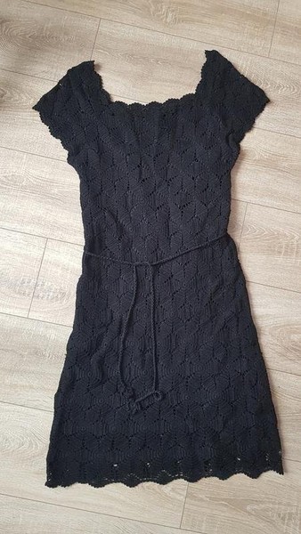 Women Jaeger Dress Black Lace S