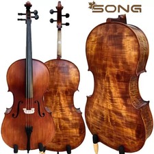 100 Hand Made Cello Stradivari style Cello 4/4 Old spruce ,Free Bag and Bow