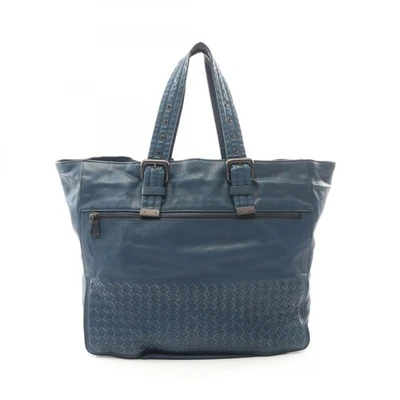 Sac à main fourre-tout BOTTEGA VENETA Intrecciato cuir bleu occasion homme - Photo 1/4