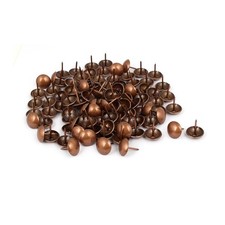 Metal Upholstery Tack Push Nail Copper Tone 7/16" Dia 100pcs for Furniture Decor