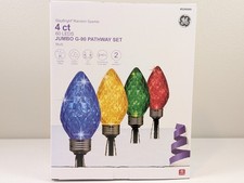 GE StayBright Random Sparkle 4 Count Jumbo G-90 Pathway Set Light Bulb 60 LED