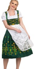 M 10 German Dirndl Dress EMBROIDERED 3 Pc SET Oktoberfest Waitress Party Green