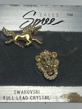 Zales Spree By Swarovski Unicorn And Lion Lapel Pins