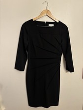 Calvin Klein Women's Black A-Line 3/4 Sleeve Sheath Dress LBD Size 6 $90