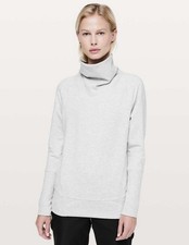 Lululemon Women  s High Lines Pullover Cowl Neck Sweatshirt In Light Grey Size 6