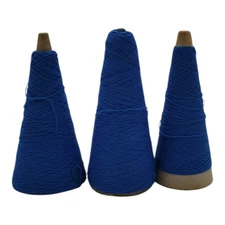 Vintage 1980s National Spinning Co Acrylic Yarn Cone 2/24 Blue Lot of 3