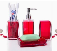 Bathroom Set,Soap Dispenser,Soap Dish,Toothbrush Holder, Tumbler, Acrylic Bat...