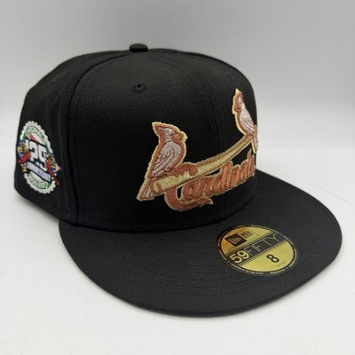 New Era 59Fifty St Louis Cardinals Hat Cap Sz 8 Black Fitted 125th Anniversary