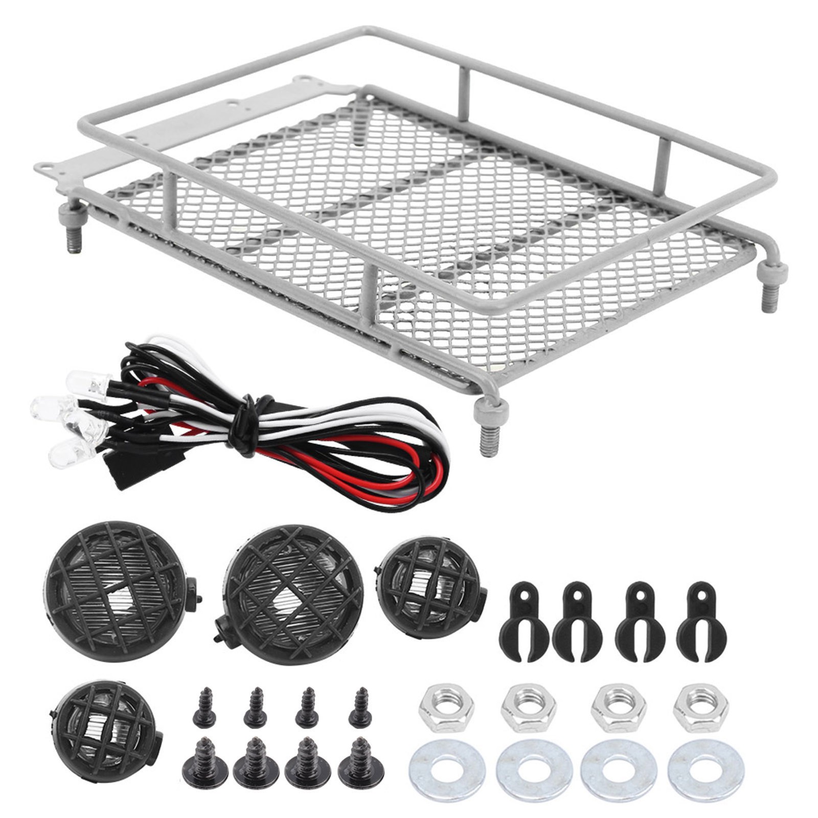 Metal Roof Rack Luggage Carrier With LED Light Fit For MN 1/12 RC Crawler MN90 /