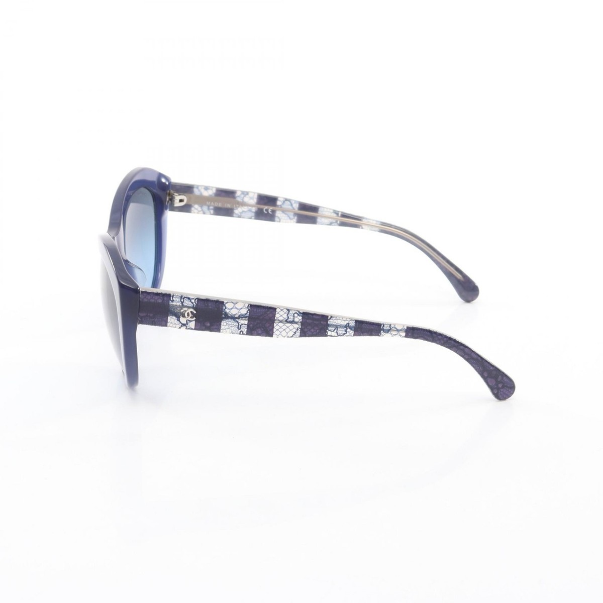 CHANEL COCO Mark Sunglasses Eyewear Plastic Navy Used Women Coco