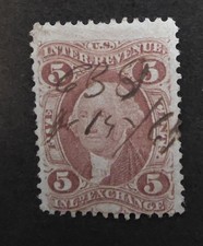 1862-1871 US R27c 5c INLAND EXCHANGE REVENUE Stamp BOB T21475