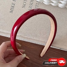 Vintage Red Leather Sponge Solid Headband Women  s Fashion Hair Accessory