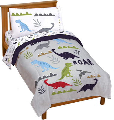 Trend Collector Dinosaur Roar 4 Piece Toddler Bed Set - Includes Comforter & She