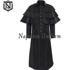 Halloween Cosplay Garrick Black Wool Gothic Coat 19th Century Regency Coat