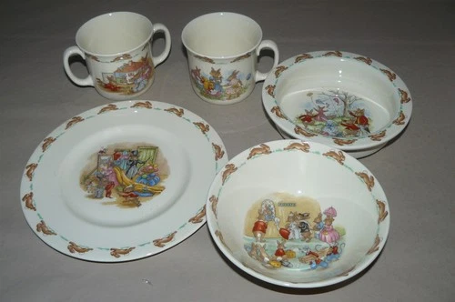 Royal Doulton Bunnykins 5 Piece Childs Baby Dinner Set Plate Bowls Cup Mug