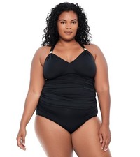 Lauren Ralph Lauren Women's Plus Size Beach Club Tankini Top Black