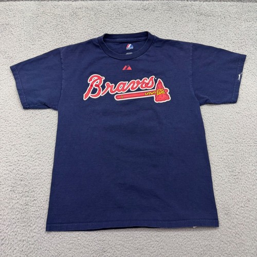Majestic 2958 Youth Large MLB Atlanta Braves #10 Chipper Jones Blue Jersey Shirt