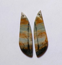 41.05 Cts Natural Picasso Jasper Drilled Cabochon Match Pair Gemstone 48X14.5MM