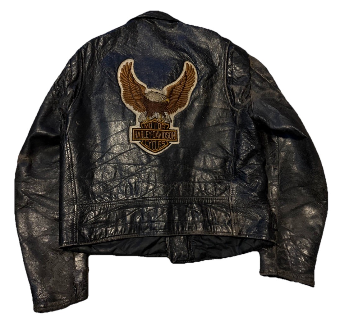 Vintage 1970s Harley Davidson Sears Leather Shop Black Biker