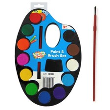 KIDS CHILDREN COLOURING ART CRAFT WATERCOLOUR ASSORTED PAINTS AND BRUSH SET NEW