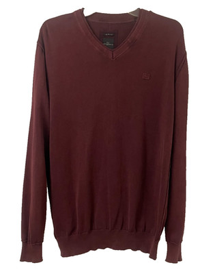 Engbers Germany Men's V-Neck Sweater Burgandy Reverse Seam Tight Knit Vintage L