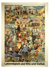 Lebendogkeit Witz Vielfalt Collage Poster Vintage Germany Europe Art 48 x 34"