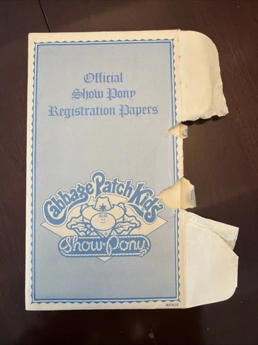 Vtg Cabbage Patch Kids Birth Certificate & Adopt Papers Show Pony, Blank