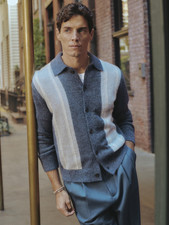 Men's Italian Alpaca-Blend Polo Cardigan