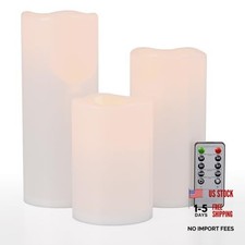 6" 8" 10" x 4" Large Waterproof Outdoor Flameless Candles 6"8"10" x 4" White