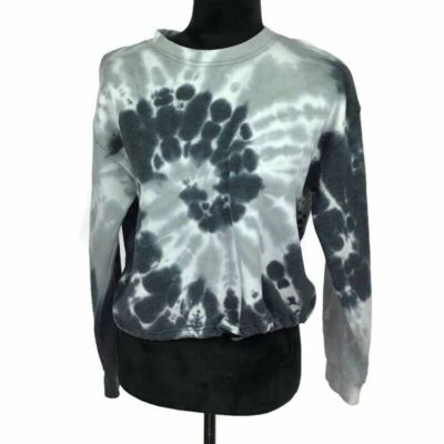 JAK & RAE Eliza Gray Tie Dye Sweatshirt Comfy Pullover Drawstring Waist NEW $54