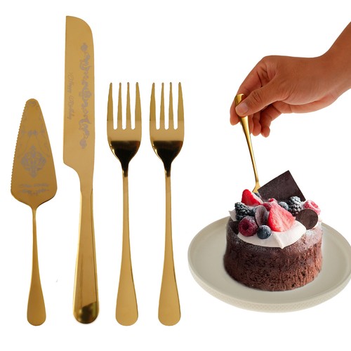 Cake Cutting Set Stainless Steel Cake Spatula Fork Knife Elegant Cake tiKUL - Picture 22 of 22