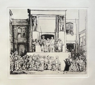 REMBRANDT CHRIST PRESENTED TO THE PEOPLE Amand Durand Etching Art 22" x 25"