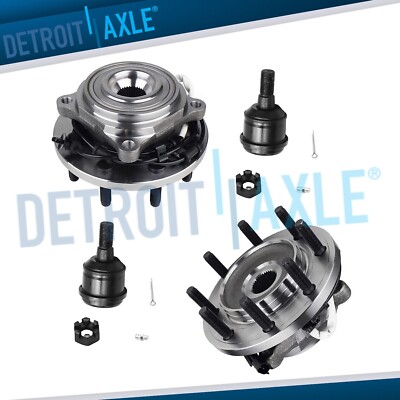 Front Wheel Bearing Hubs + Upper Ball Joints for 2014 2015 - 2018 Ram 2500 3500