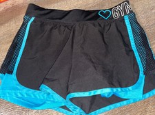 Justice Blue Black Gymnastics Gymnast Compression Shorts Mesh Sports