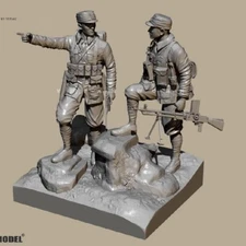 3D Printed 1/35 Eighth Route Army Soldiers Forward 2 Person Unpainted Model