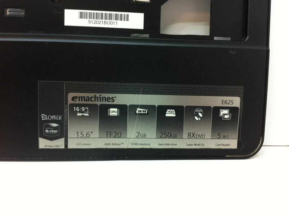 正品 - 黑色 eMachines AMD E625 笔记本电脑触摸板和掌托 AP06R000500 159 — 第 2/3 张图片