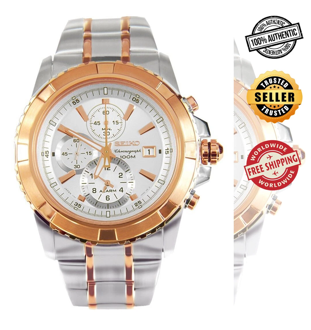 Lord Alarm Chronograph SNAE08 Rose Gold Tone 100m Watch Japan | eBay