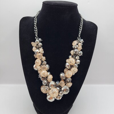 Simply Vera Vera Wang Black Faceted Beaded Chain Statement Necklace 23 in 